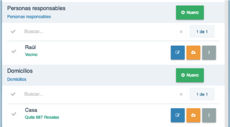 Seccion Personas responsables y Domicilios